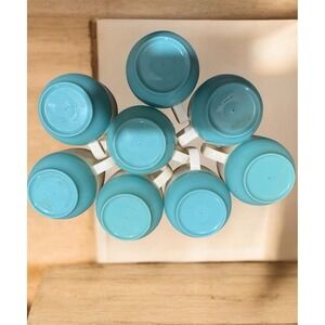 VTG Mcm 1960s  Vacron Bopp Decker insulated Cups Tumblers‎ Coffee Aqua 8 Pieces